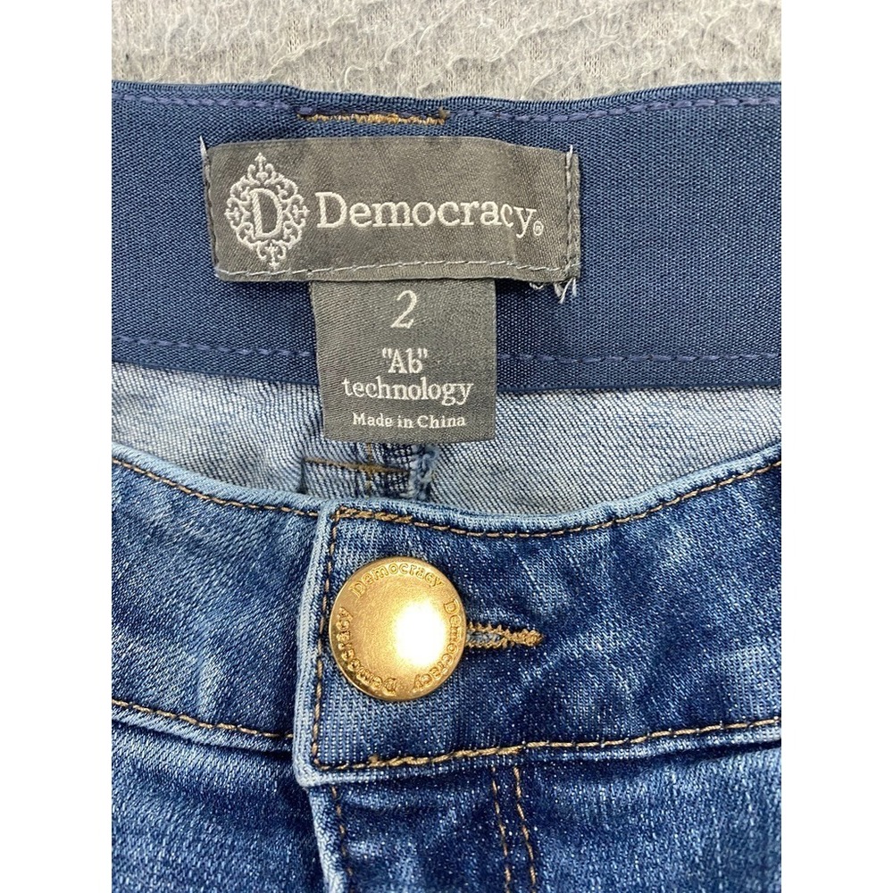 Democracy Ab Technology Wide Leg Jeans Womens Size 2 Blue Cargo Stretch Raw Hem - Picture 6 of 9